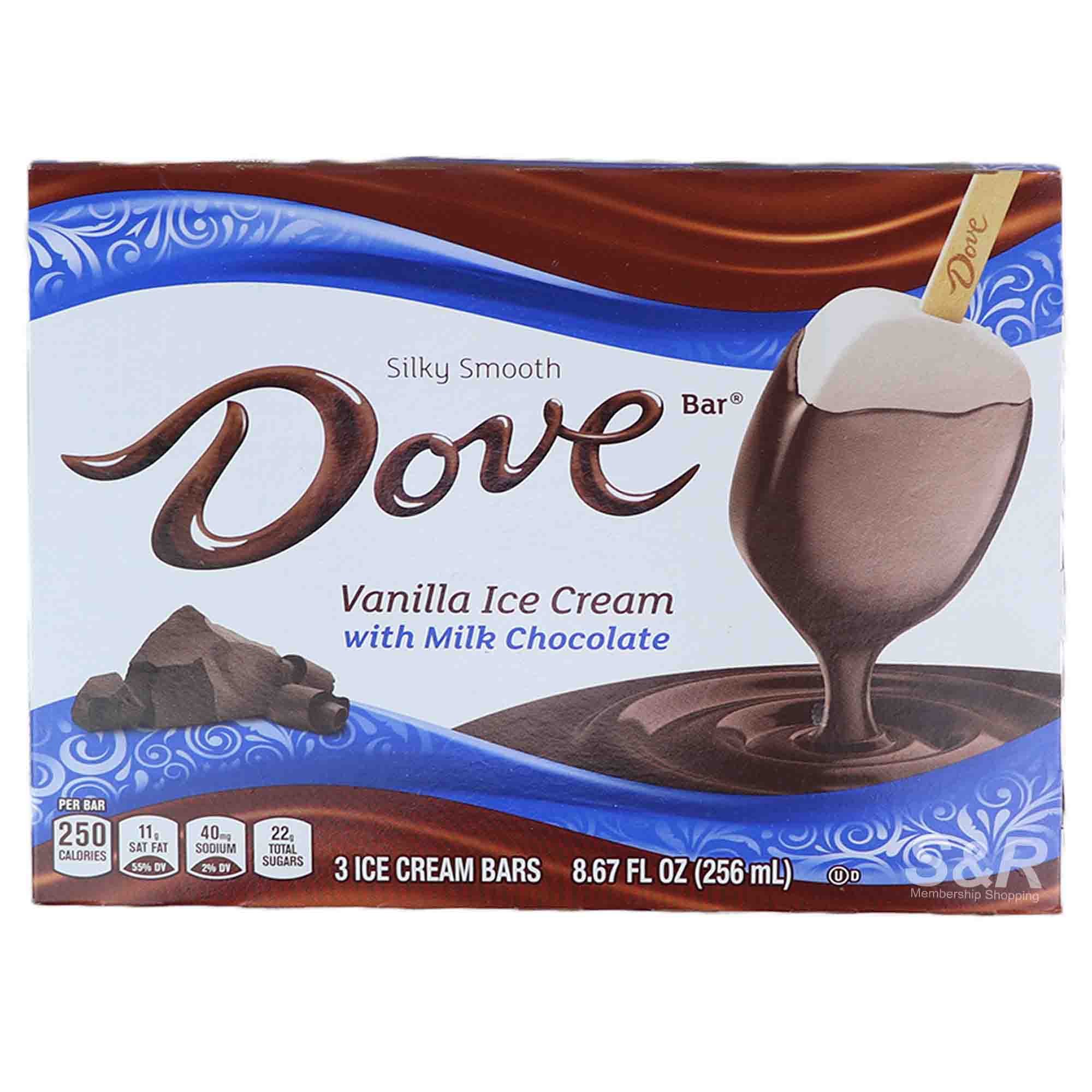 Dove Bar Milk Chocolate Vanilla Ice Cream 3pcs